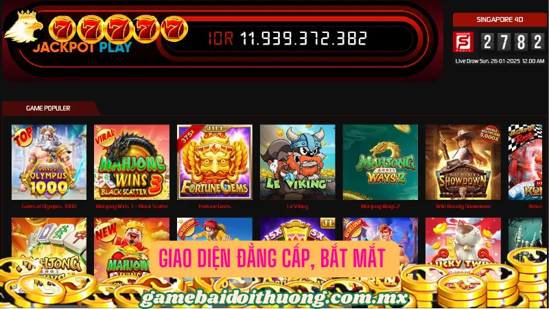 Hệ thống giao diện thu hút người chơi của cổng game bài