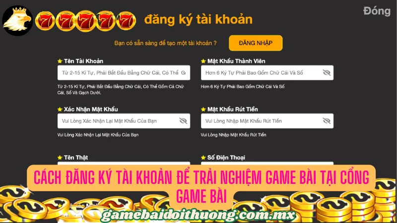 Quy trình đăng ký tài khoản cổng game bài Vnd88