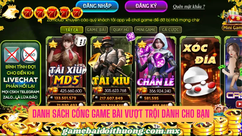 Danh sách cổng game bài cuốn hút không kém cạnh ZOMCLUB